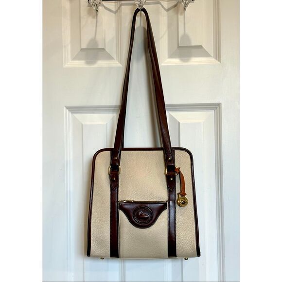 DOONEY & BOURKE - Vintage All Weather Leather (AWL) Shoulder Bag/Cream & Brown - Picture 2 of 16